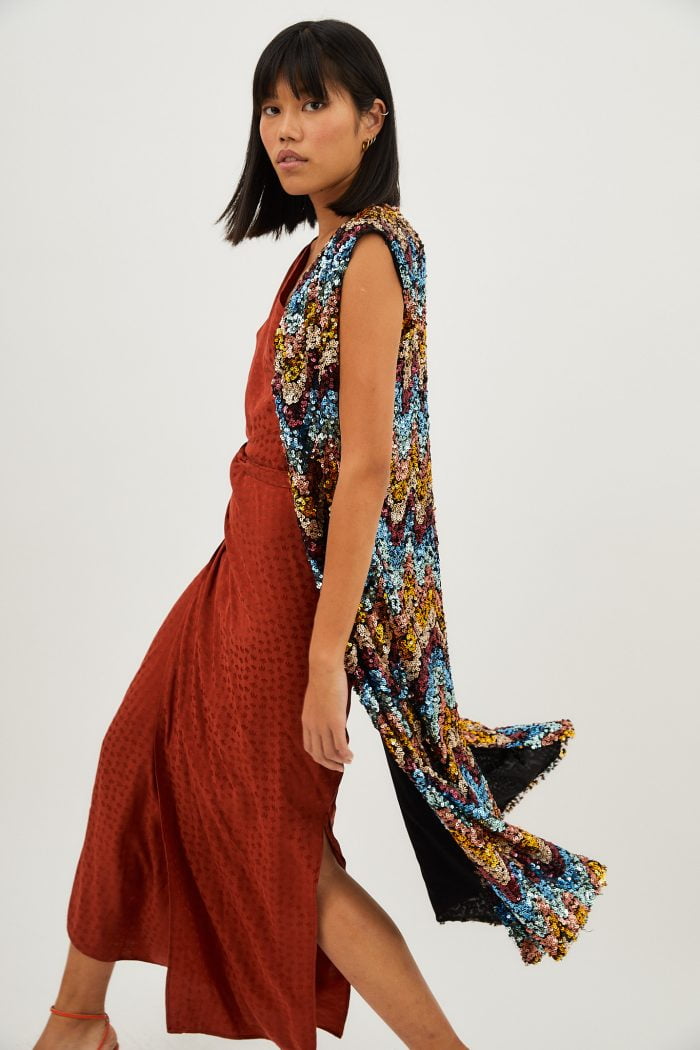 Chaleco largo len zig zag